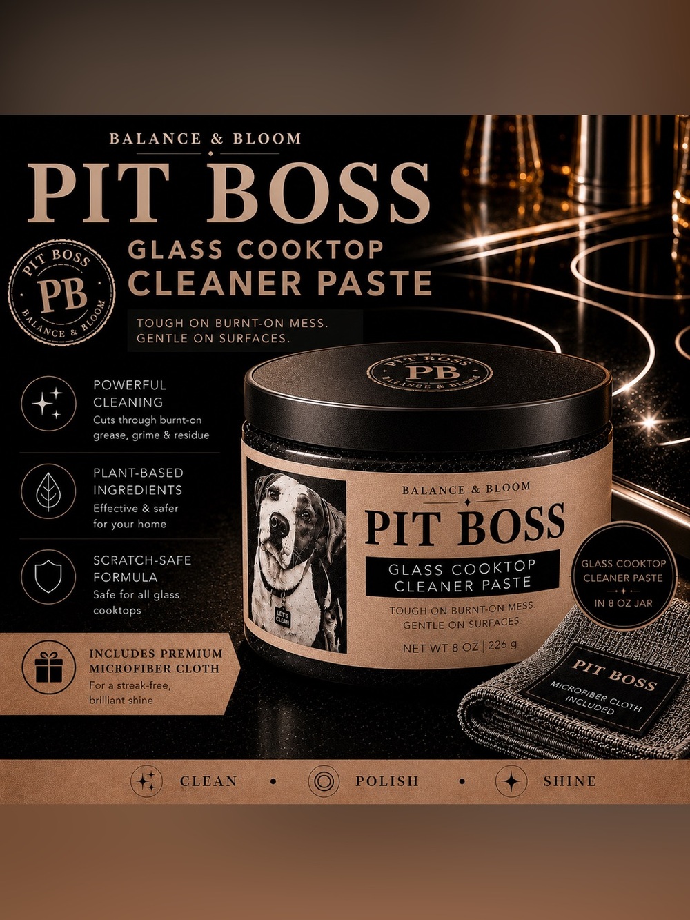Glass Cooktop Cleaner | w/Microfiber Cloth | 8oz